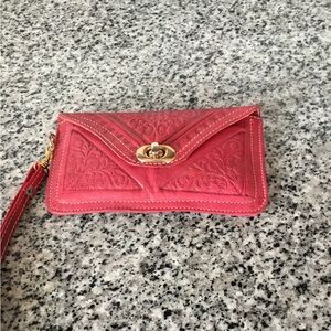 Elegant Red Clutch with Gold Accents